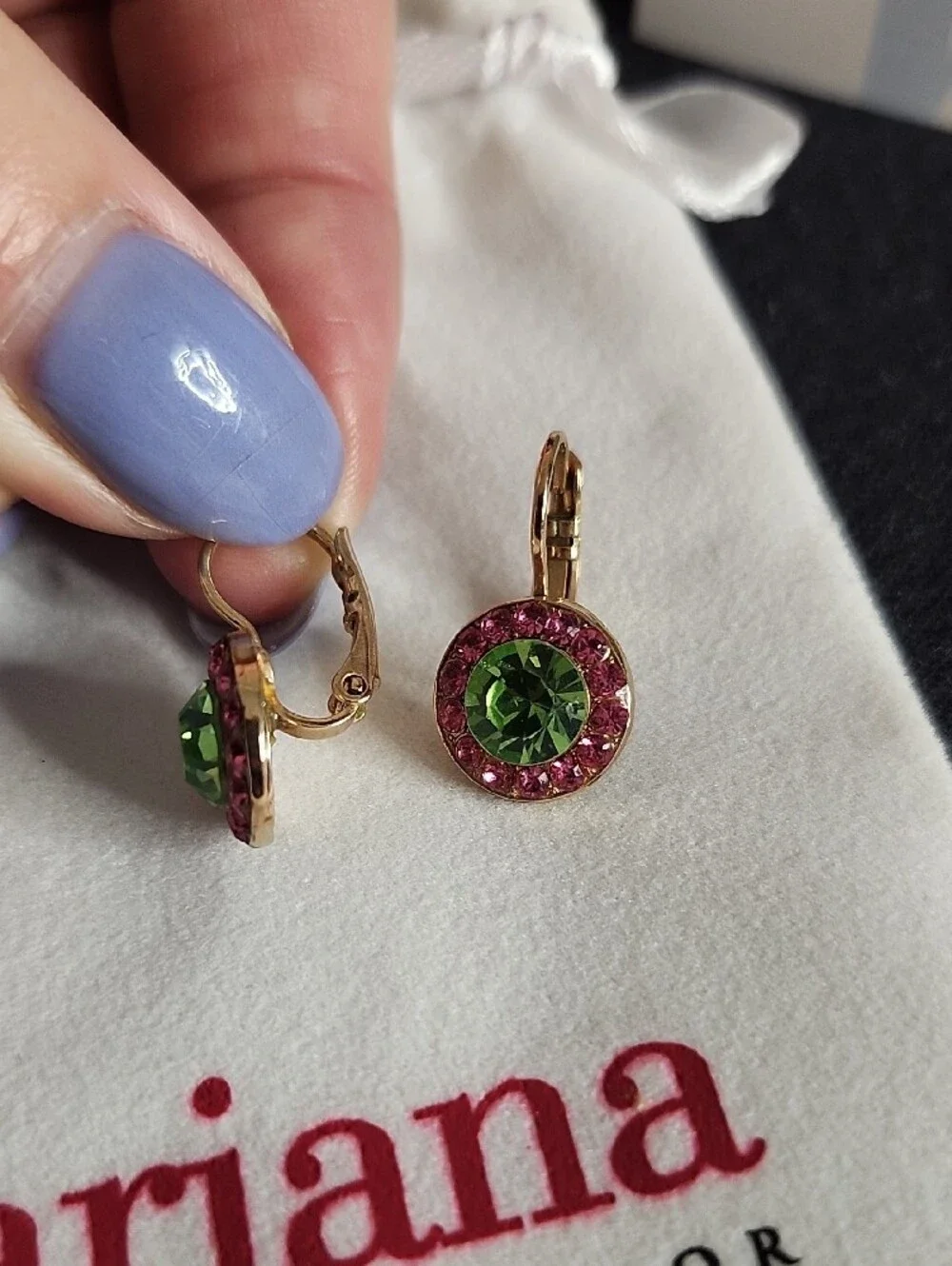Mariana Coral Cove Gold-Tone Pink & Green Swarovski Crystal Lever-Back Earrings